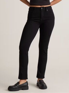Quince Luna Stretch Slim Straight Black Jeans Cotton Denim Size 31